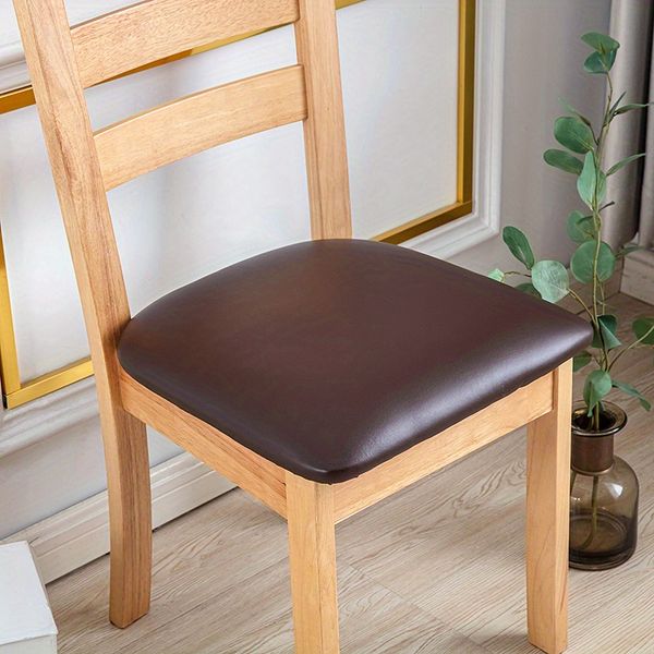 4pcs Chair Seat Covers Pu Leather Dining Room Chair Covers Stretch Chair Cover for Dining Room pu1293 H4