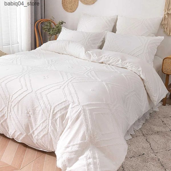 Bedding sets Summer white pinch pleat duvet cover 220x240cm luxury double bed quilt cover bedding set queen king size comforter cover L24091