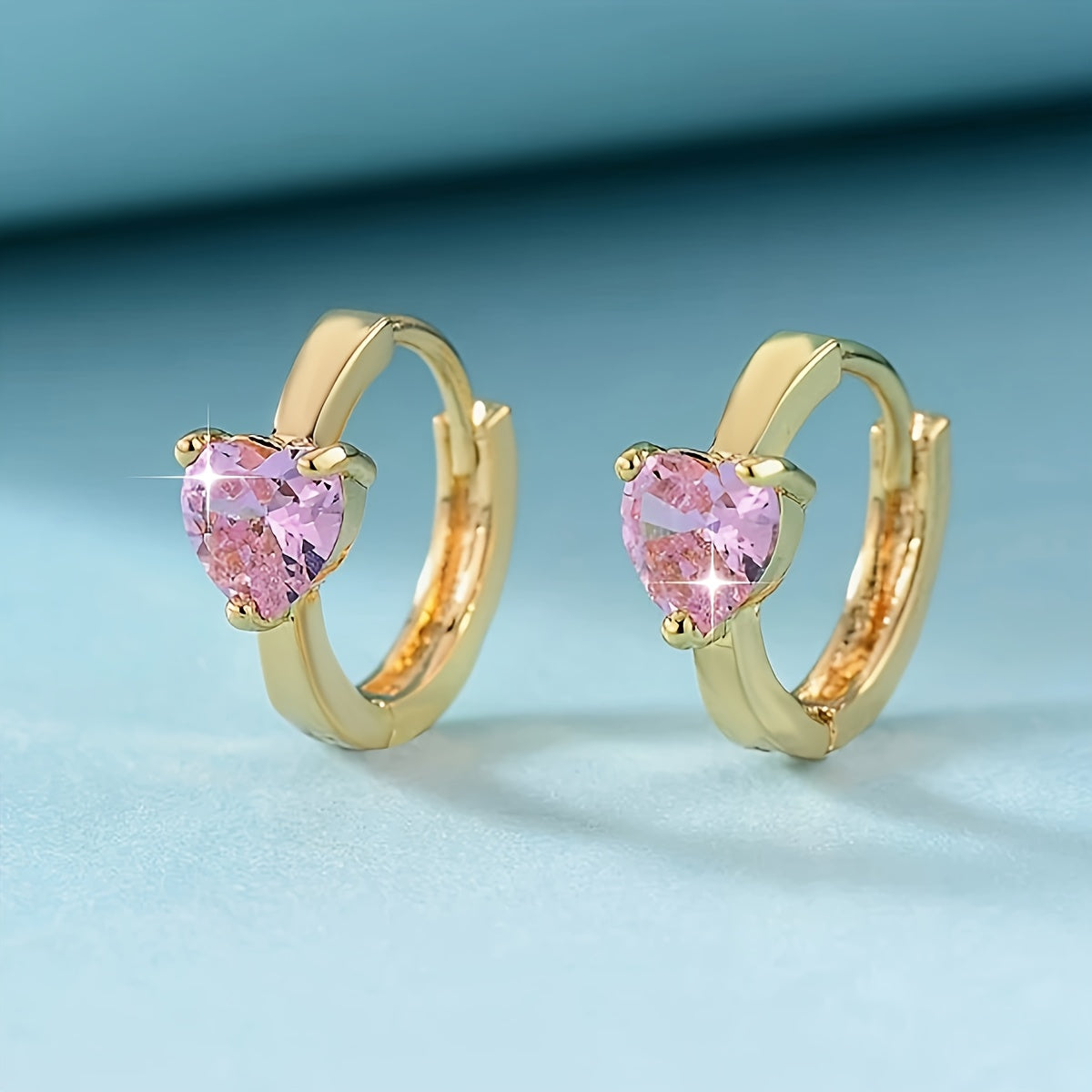 TEMU Chic Y2k- Hoop Earrings With Colorful Cubic Zirconia - Nickel-free Copper, Casual Attire & Gifting