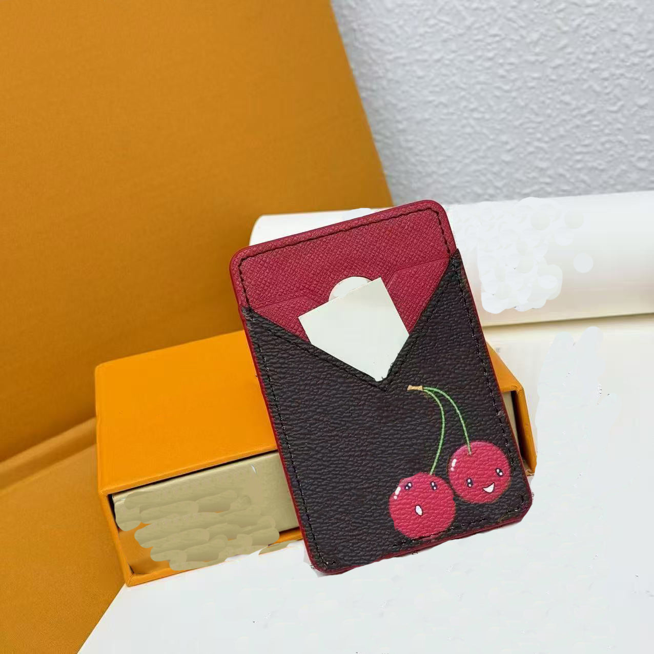 2025 high-quality luxury designer fashion cherry card holder wallet women&#039;s handbag credit card wallet embossed envelope wallet with box dustpr