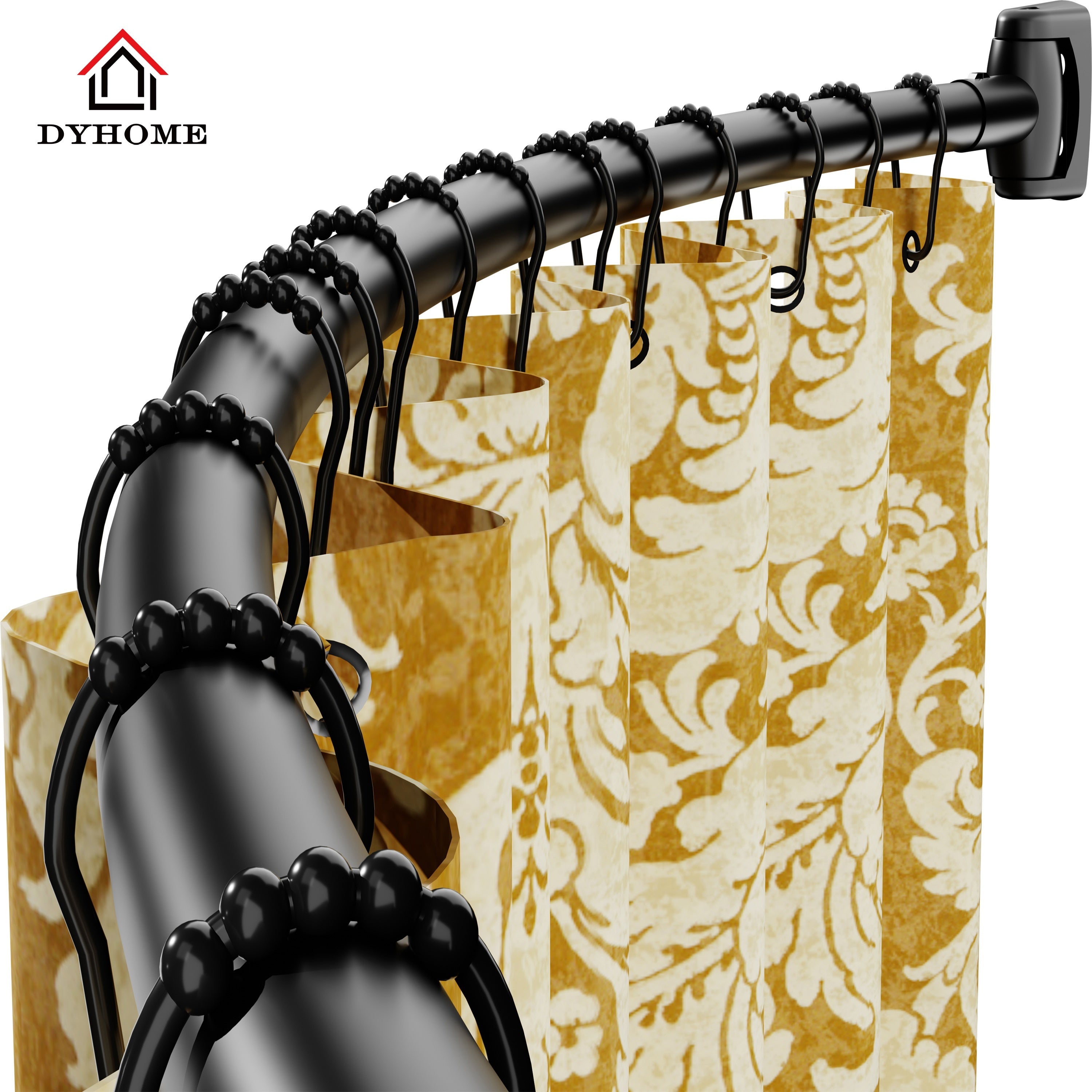 TEMU Brush Nickel Curved Shower Curtain Rod 33-78 Inches Adjustable Shower Rod Rustproof Curved Shower Rod Round Shower Curtain Rod For Bathroom,