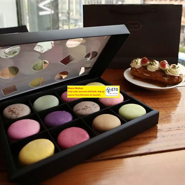 Open Window 12 Macaron Box Bakery Box for Biscuits Cookie Mooncake Packaging
