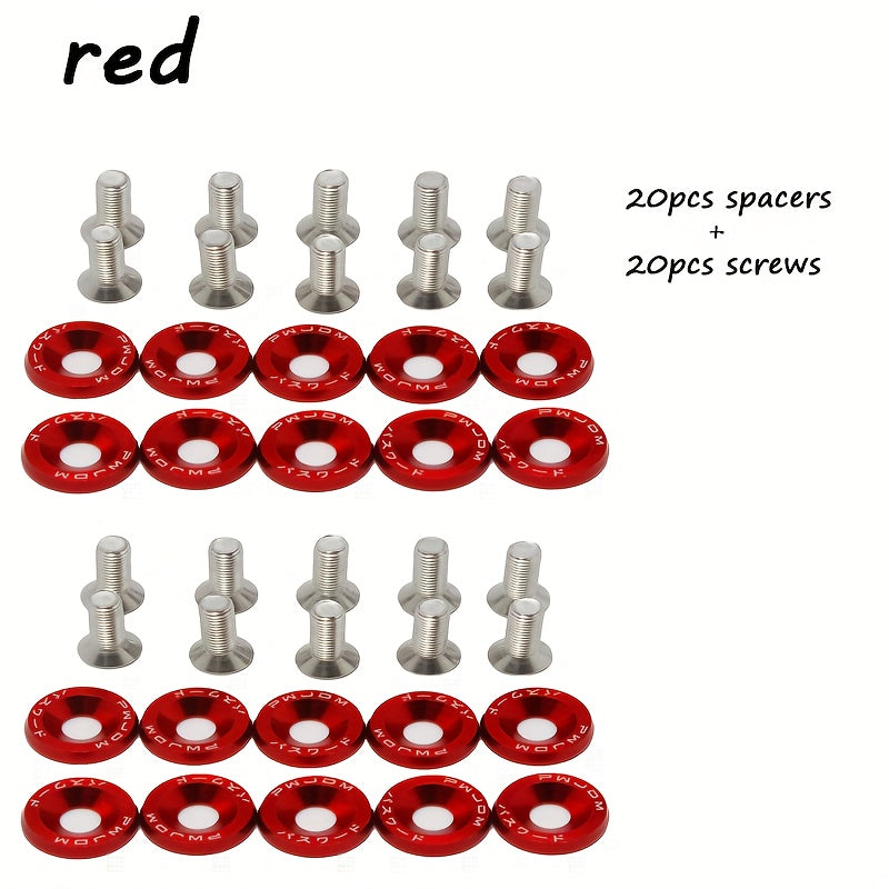 TEMU 40pcs M6 X 20mm Matte Aluminum Alloy Fender Washers - Car Modification & Decoration Bolts For License Plate & Styling, Hardware, Accessory |