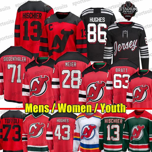 New Jersey Hockey Jersey devil Jesper Bratt Jack Hughes Dougie Nico Hischier Timo Meier Luke Hughes Erik Haula Dawson Mercers Ondrej Palat B