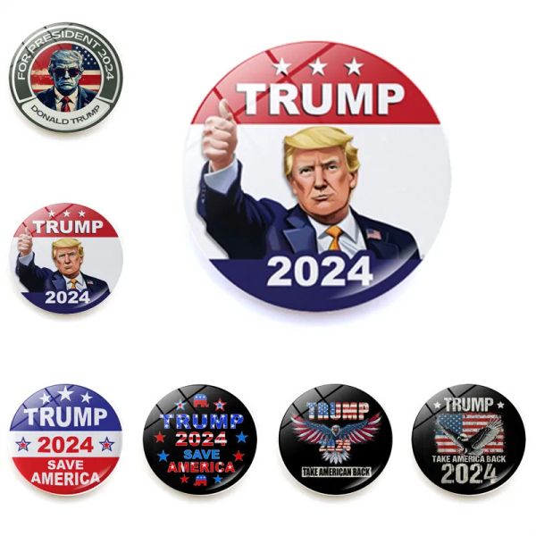 2024 Trump Magnetic Refrigerator 25Mm Crystal Glass Whiteboard Sticker American Election Souvenir 0603