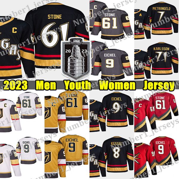 #61 Mark Stone hockey jersey #9 Jack Eichel Alex Pietrangelo William Karlsson Jonathan Marchessault Logan Thompson Adin Hill 2023 Stanley Cu