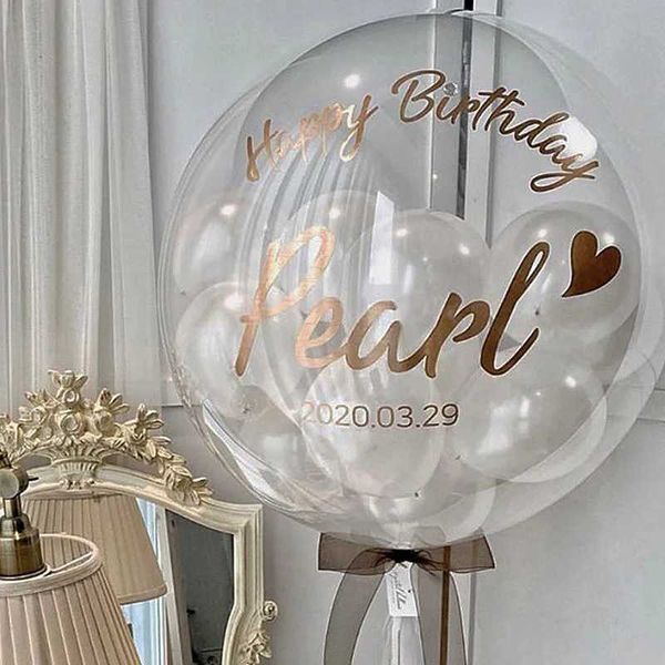 2-1Pc 18-24-36inch Bubble Balloon with Custom Name Sticker Personaled Sticker for Wedding Birthday Baby Shower Party Decorations Y240801