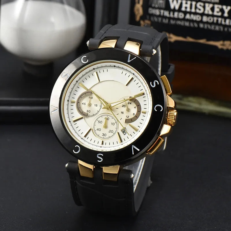 2025 Mens Watches All Dial Work Quartz Watch High Quality Top Luxury Brand Chronograph Clock Rubber Belt Fashion Montre de luxe