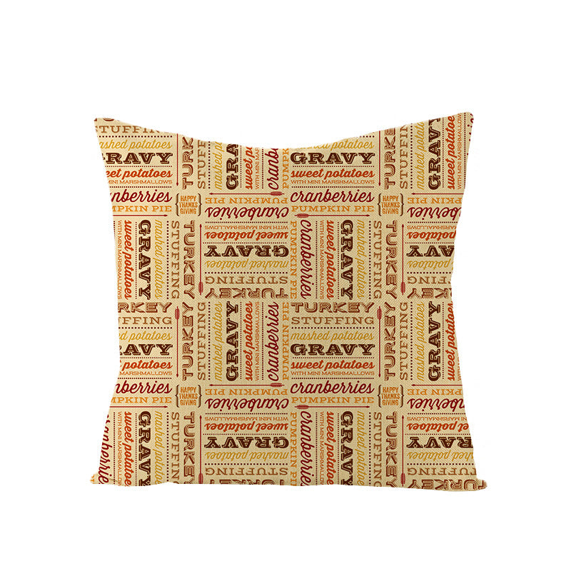 Pillowcase Retro Turkey Throw Pillow Case - Vintage Design for Couch Cover & Sofa - White Linen Fabric with Thanksgving Feather Detail