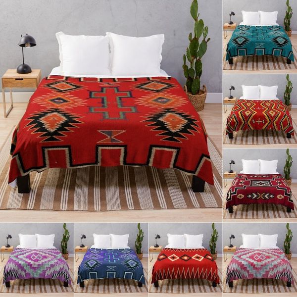Blankets Scan of Original Throws Blanket 1890 Retro with Navajo Saddle Soft Flannel Bed Warm Lightweight Fleece 230906