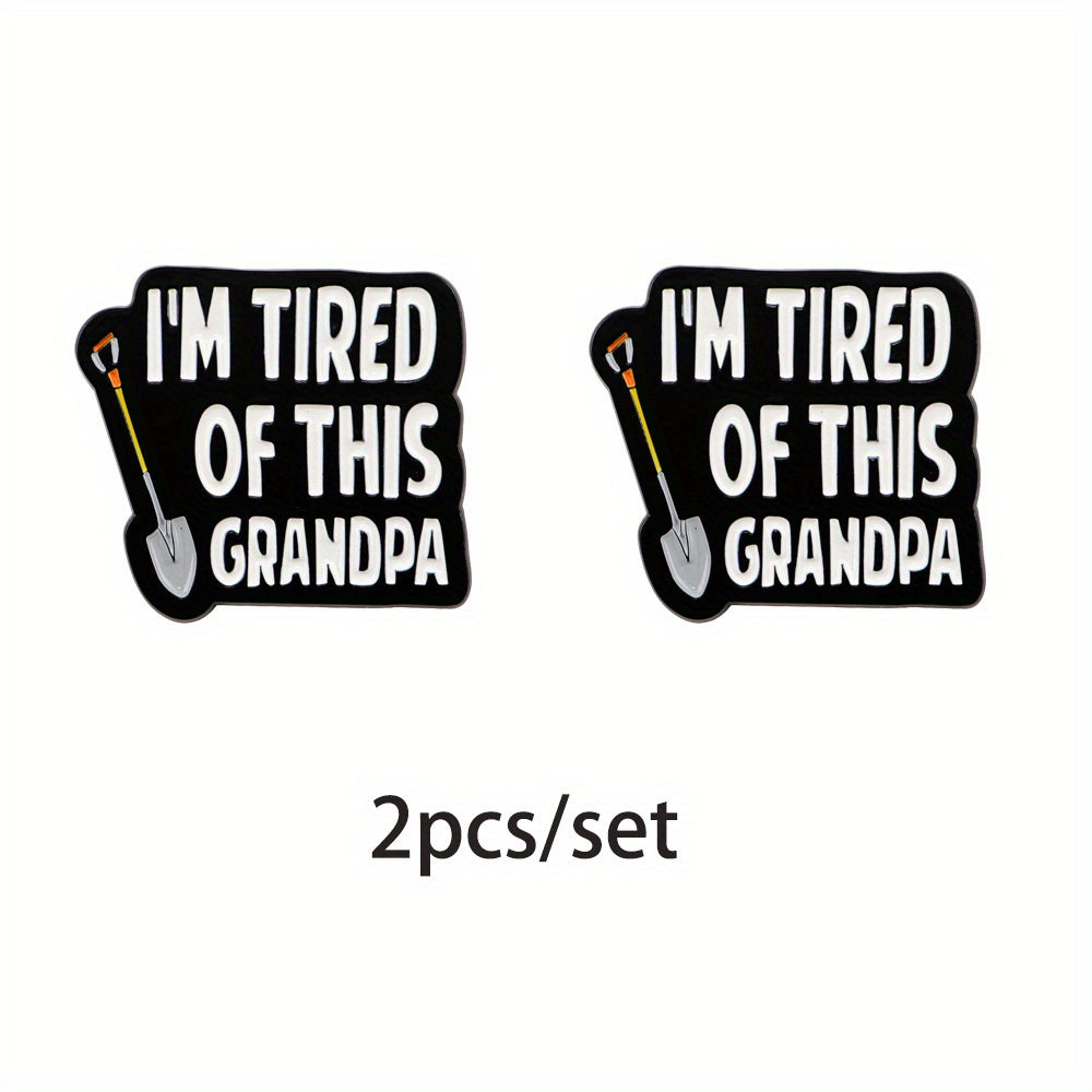 TEMU 2pcs-set "i'm Of This Grandpa" Enamel Lapel Pins - Cartoon Style Alloy Brooch For Backpacks, Briefcases & Clothes, Fun Grandpa-themed Accessory