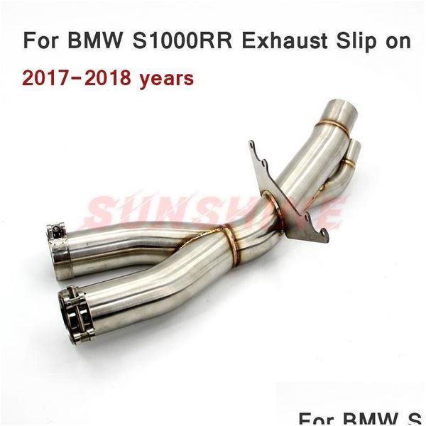 Motorcycle Exhaust System For S1000Rr 2021 Mid Pipe Motorcross Slip On Remove Catalyst Stainless Steel Connect k S1000 Rr Drop De Dhdxh
