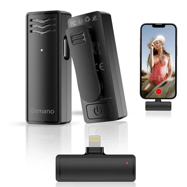 Wireless Lavalier Microphone for Cell Phone Noise Reduction Portable Au Video Live Interview Recording For iPhone 14 Ipad ProT250108