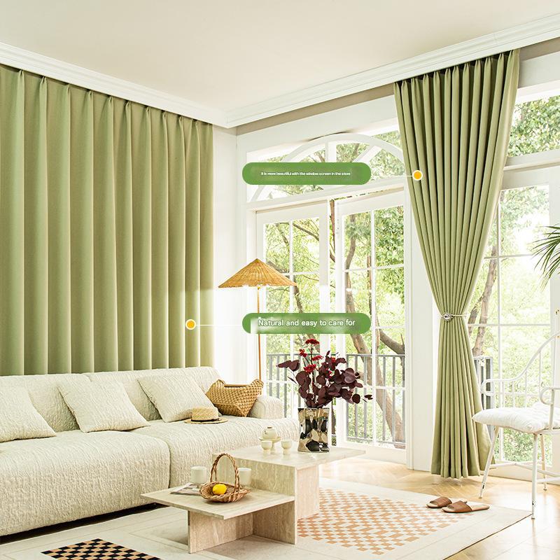 T0020 new curtain fallen leaves jacquard fabric blackout light milk tea color curtains living room bedroom curtains finished products