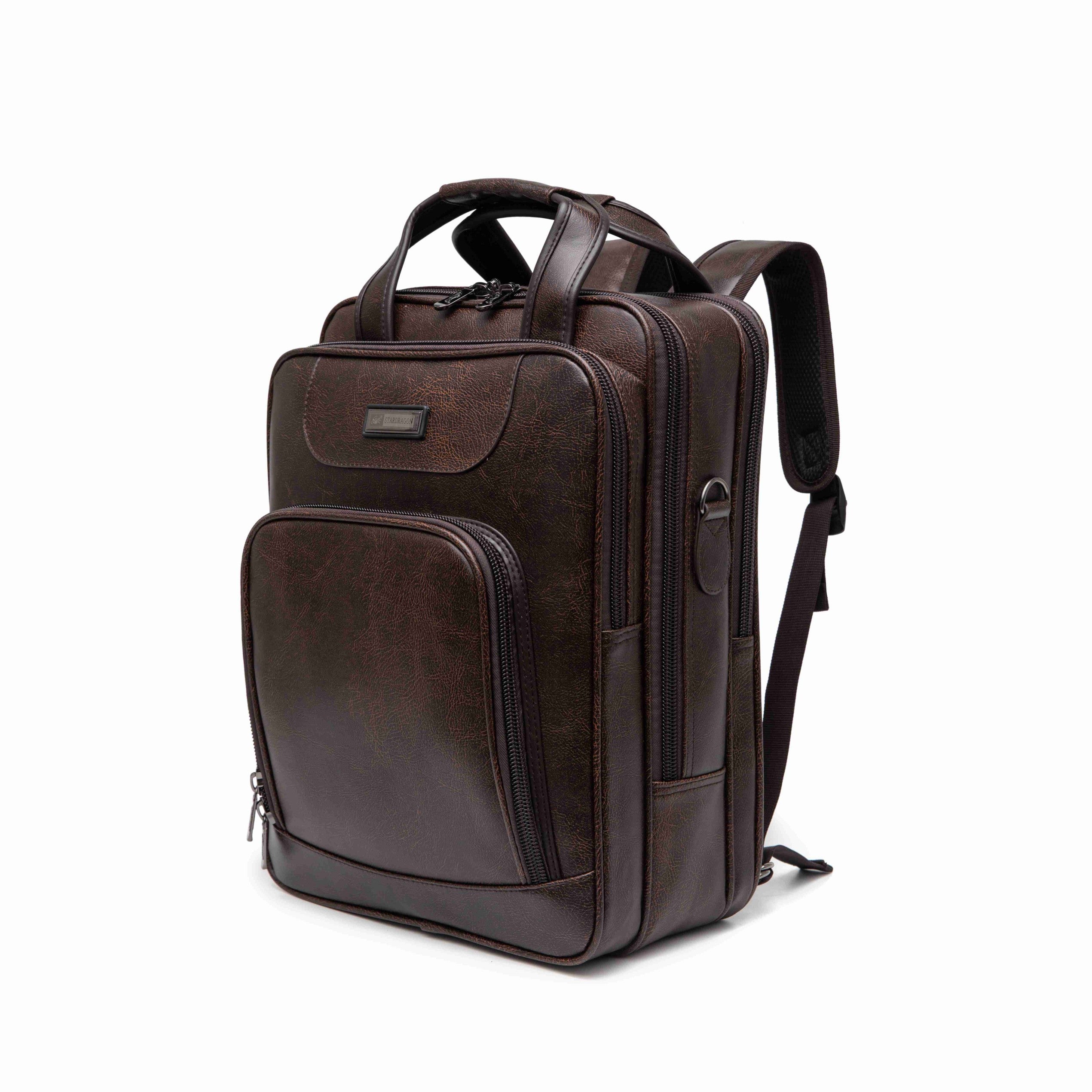 Coffee Brown PU Leather Laptop Bag for Men - Compatible with Up to 16-inch Laptops