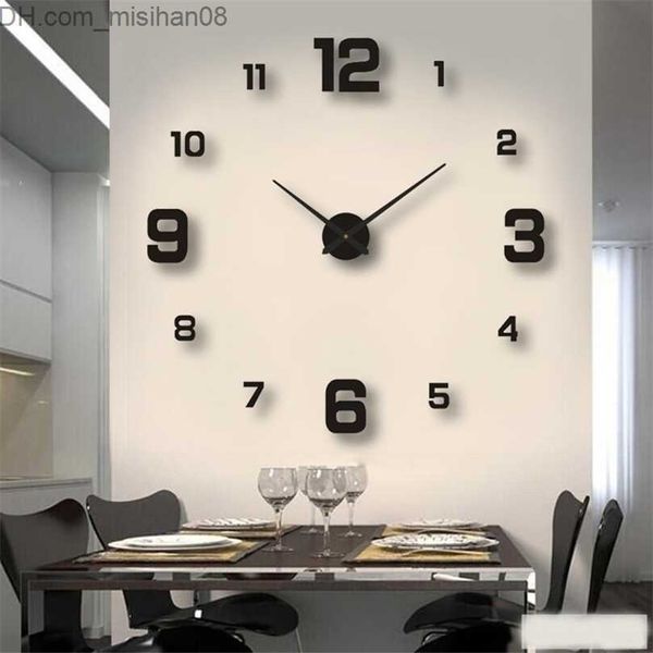 Wall Clocks Wall Clocks Modern Design Large Wall Clock 3D DIY Quartz Clocks Fashion Watches Acrylic Mirror Stickers Living Room Home Decor H