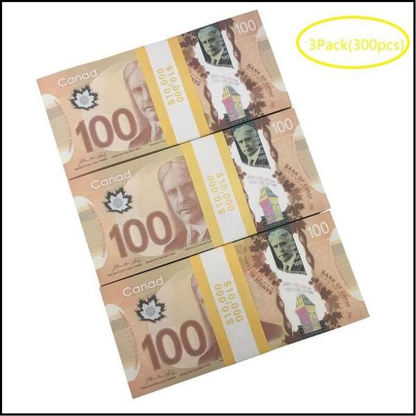 Best 3A Novelty Games Prop Cad Game Money 5-10-20-50-100 Canadian Dollar Canada Banknotes Fake Notes Movie Props Drop Delivery 2022 Toys Gif