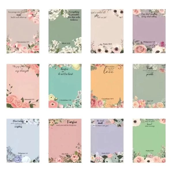 Flower Print Note Paper Unlined Sheets for Fridges Computer Notebook Calender 241126