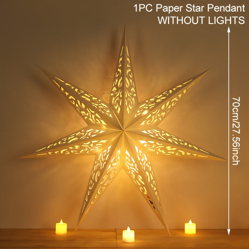 TEMU 1pc, Hollow Out Star Hanging Pendant, Classic Eid , No-light Design For Festive Decoration, For Home, Bedroom, Garden, Eid Al-fitr, Eid ,