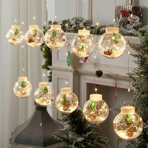 LED curtains string lights Santa Claus ball lights Christmas decoration Navidad Christmas tree Year celebration event 241008
