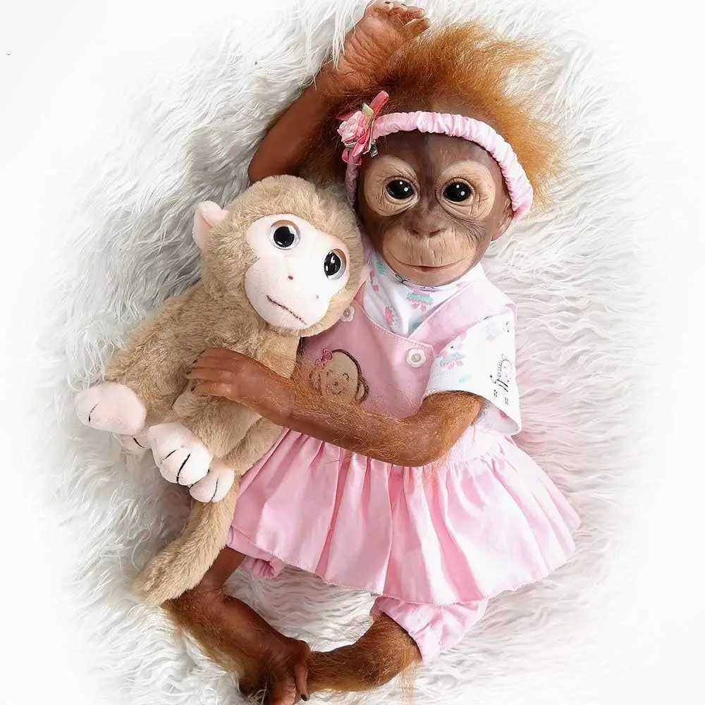50cm Lifelike Monkey Doll Silicone Vinyl Reborn Baby Ape Newborn Like Real Orangutan Toddler Soft Babies Dolls Kids Toy Z250818