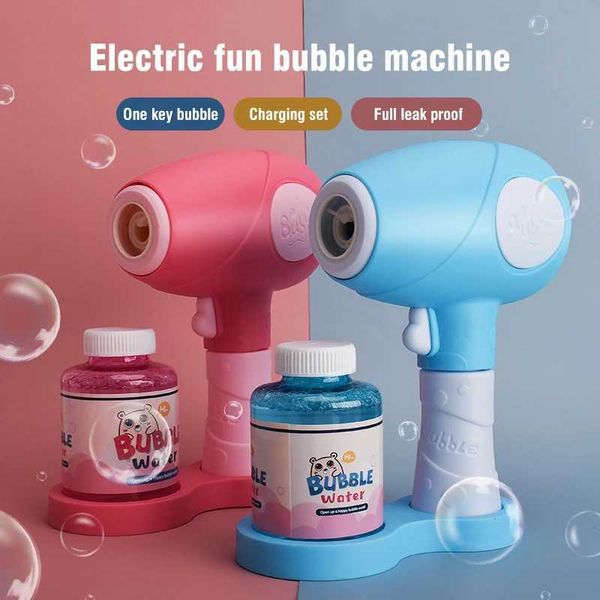 Novelty Games 2023 Electric Bubble Gun Childrens Toy Rechargeable Hair Drying Bubble Machine Summer Party Game Soap Bubble Machine Outdoor T