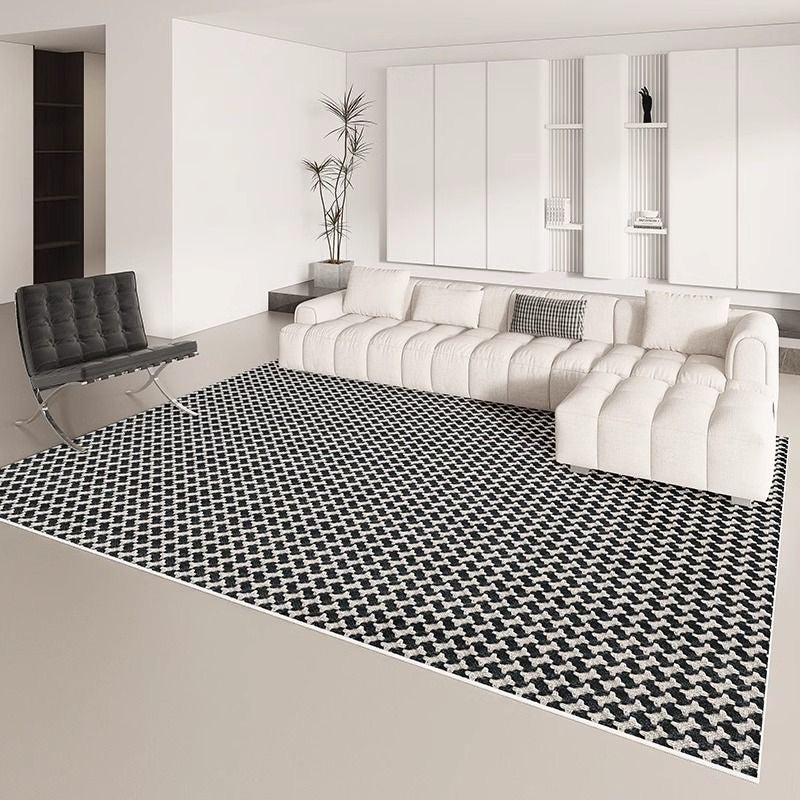 3489-61.66-PTX-Minimalist Solid Color Carpet Living Room Sofa Large Area Decorative Rug Bedroom Lines Polyester Thickened Furry Home Floor Mats
