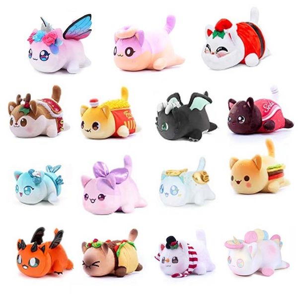 Dolls Cute Meows Plush Doll Aphmau Mee Meow Food Cat Coke French Fries Burgers Bread Sandes Sleeping Pillow Children Gifts 230413