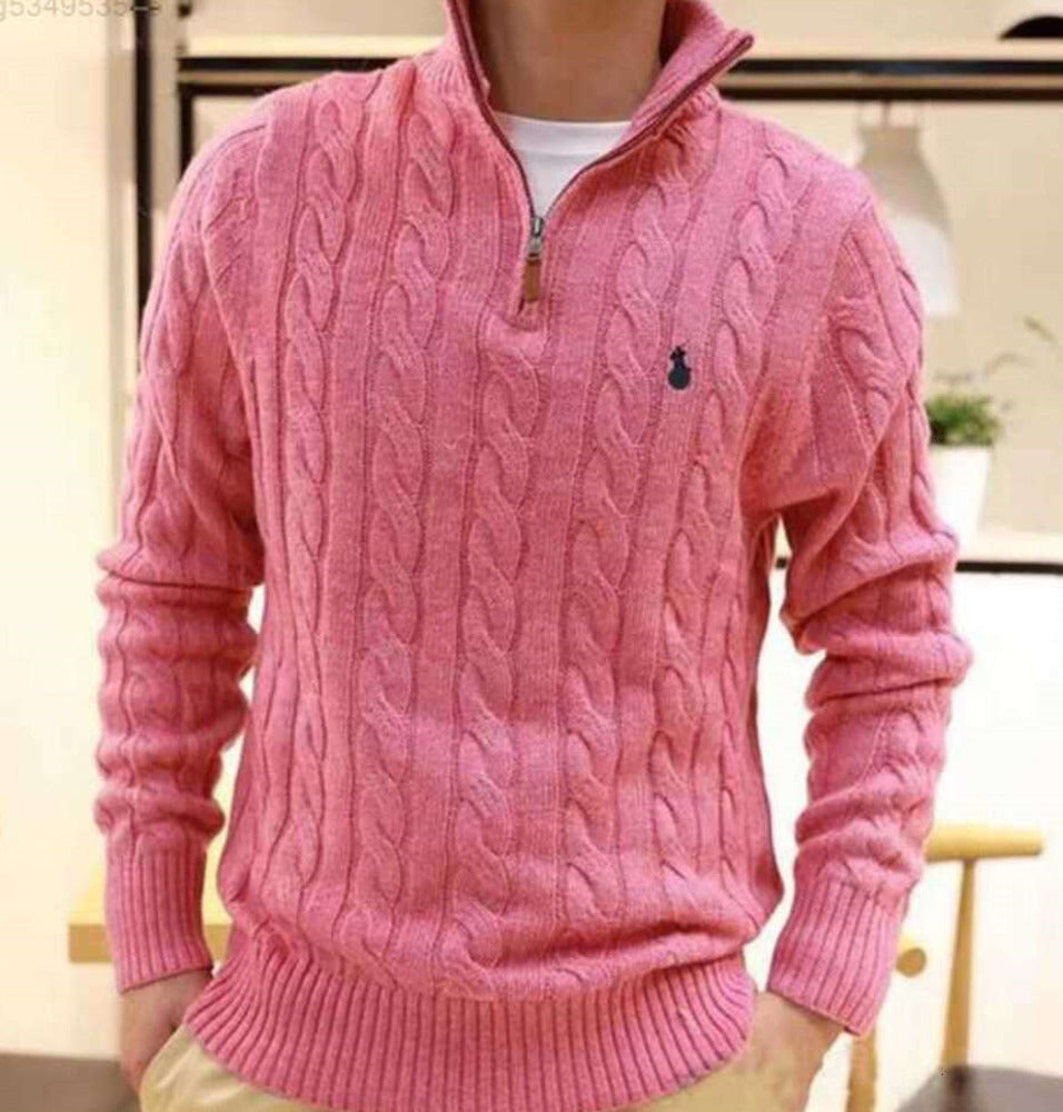 Mens Thick Sweater Designer Polo Half Zipper Hoodie Long Sleeve Knitted Horse Twist High Collar Men Woman Embroidery YT JGH