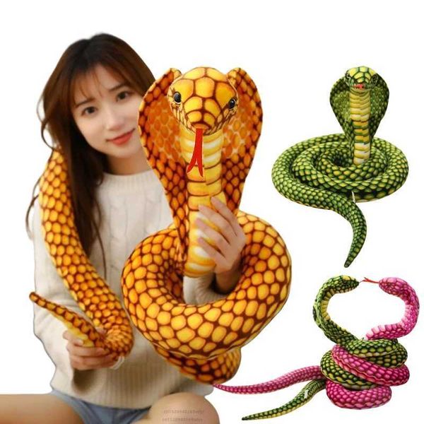 Plush Dolls 80-170-240cm Simulated Colorful Cobra Plush Toy Stuffed Animals Snakes Plushies Doll Funny Soft Toys Christmas Halloween Gifts z