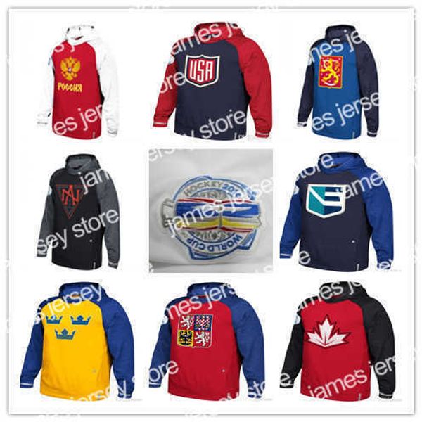 College Hockey Wears Men&#039;s 2016 World Cup Of Hockey WCH Hoodies Team USA Czech Republic Europe Finland North America Russia Sweden Swea