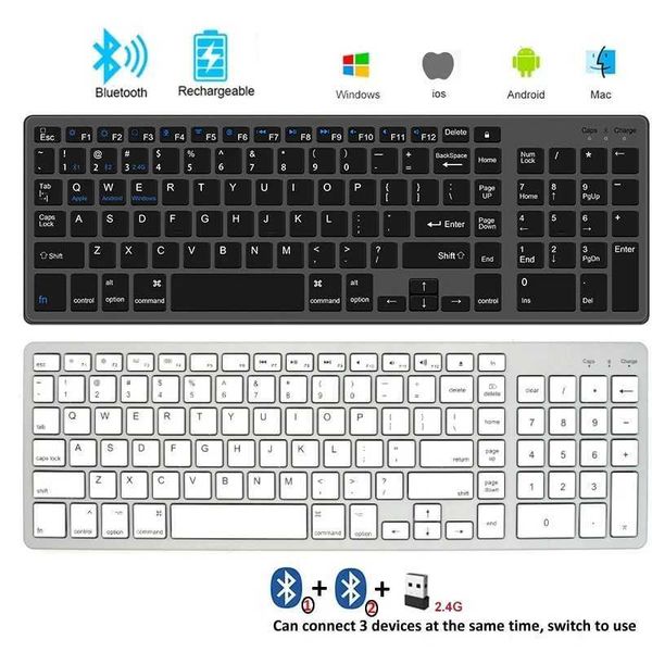 Wireless 5.0 Keyboard 2.4G English 102 Keycaps For MacBook iPad Tablet USB C Rechargeable Keyboard PC AccessoriesLX241031