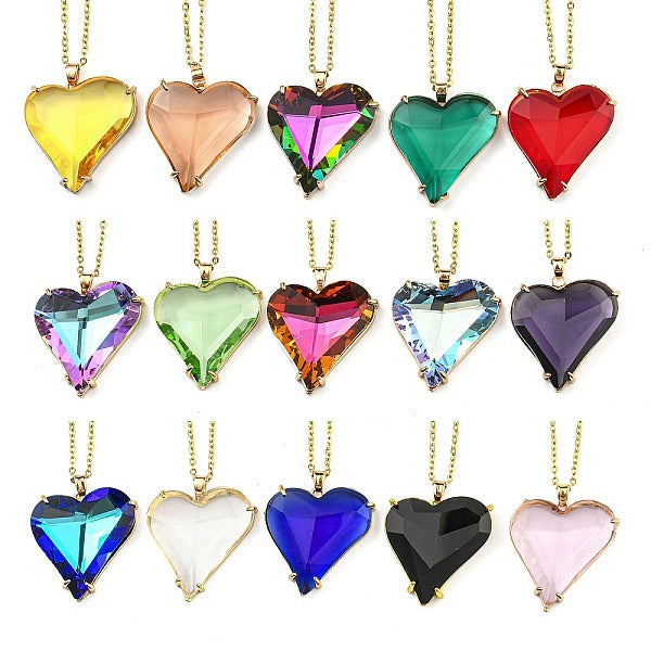 Collares con colgante de corazón de vidrio