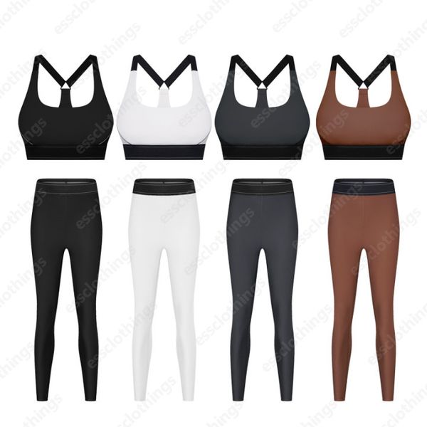 Yoga Set Sports Bras Top+Pants Suit Up Bra Adjustable Straps Medium Support Jogger High-rise boxer-style Leggings Sweatpants womens Pilates