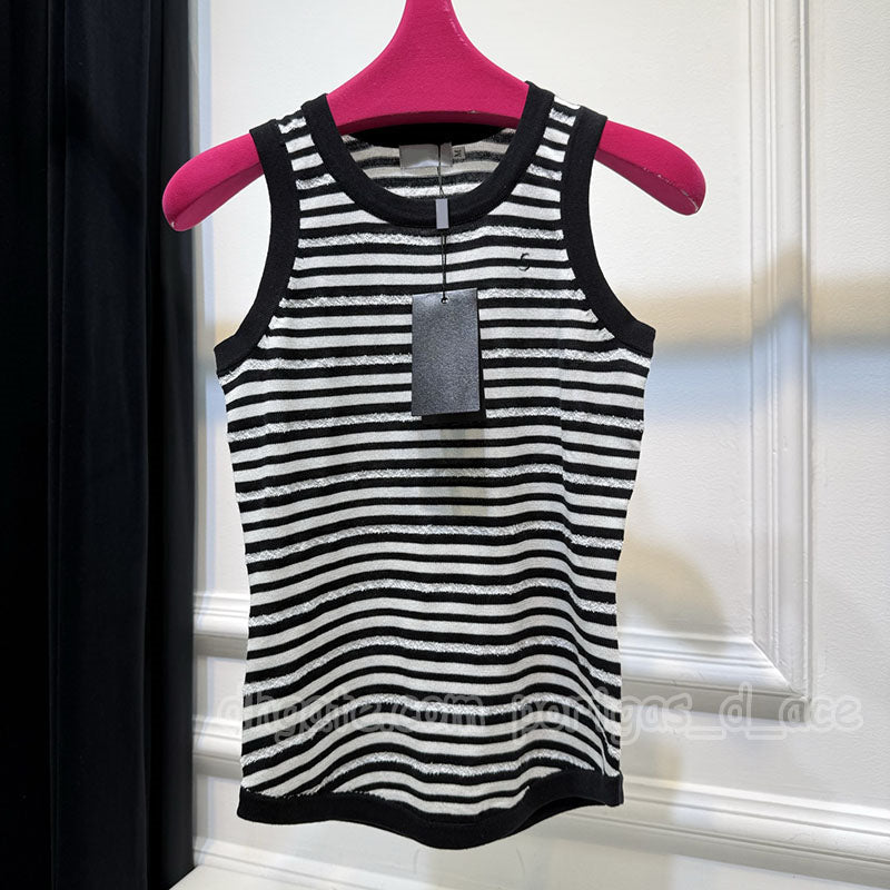 Designer Striped Vest Tank Tops Summer Basic Street Style Vacation Tanks Y2K Sleeveless Ribbed Singlet