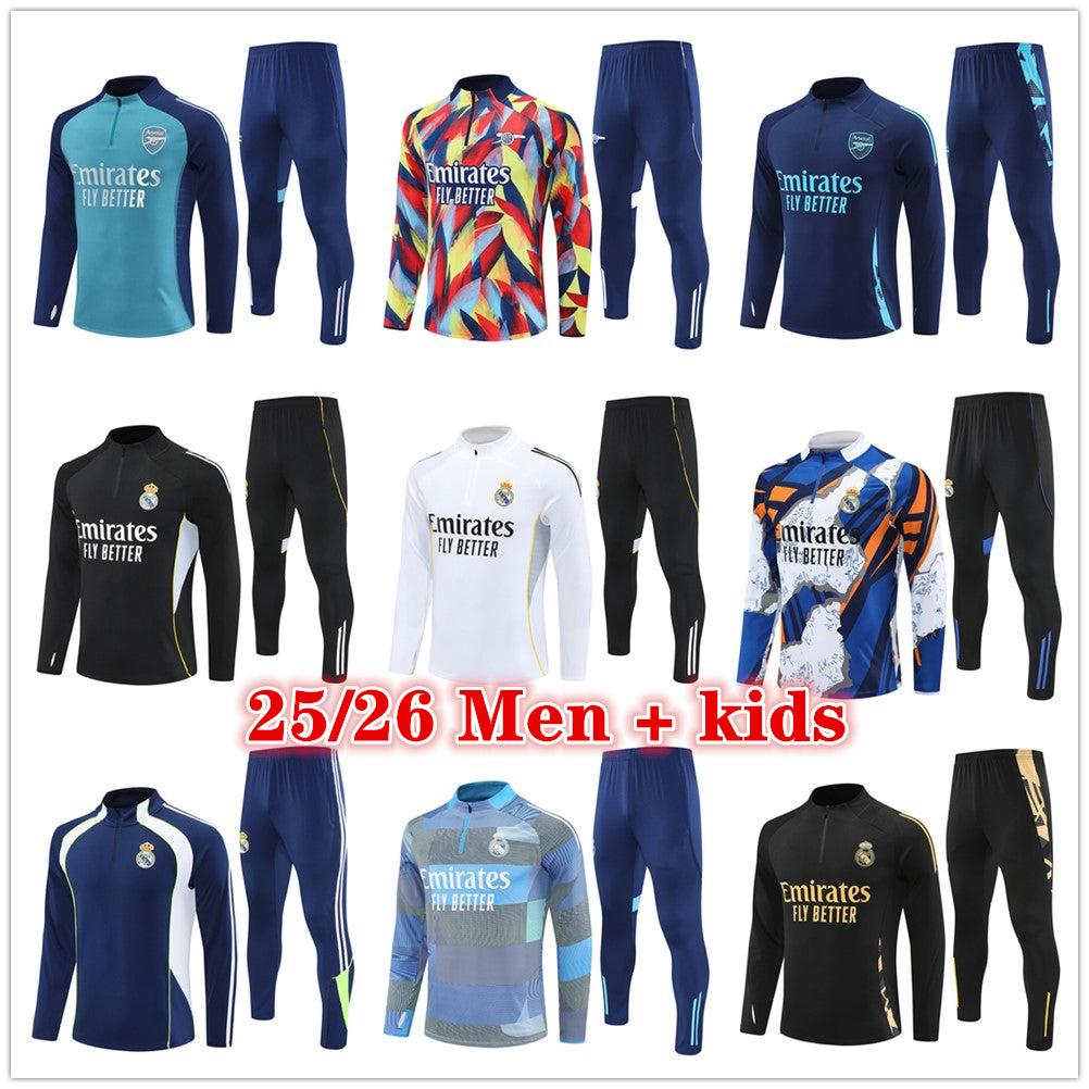2025 2026 Madrids Arsen soccer tracksuit Men and kids kits 24 25 26 football tracksuit jerseys training suit Survetement Foot chandal futbol tuta
