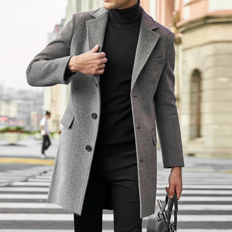 Men&#039;s Trench Coats Men British Overcoat Jacket Winter Elegant Long Coat Male Windbreaker Casual Business Jackets Man Warm Outerwear