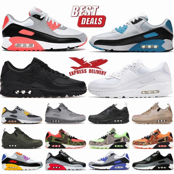 Classic 90 90s Men Women Running Shoes Triple Black Mesh Couro branco Preto amarelo Green Green Obsidein Sneakers ao ar livre 36-45