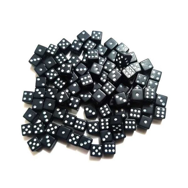 Dice Games 100Pcs Mini Small D6 Black Dice 8mm 10mm 12mm With Square Angle Color White Point Dices For Board Games Accessory S2453109