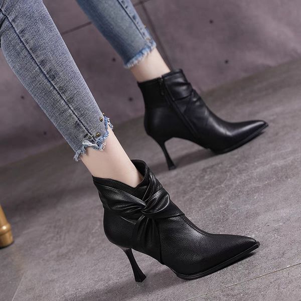 Fashion Boots for Women: Chic 2024 Pointed Toe High Heels in Black and Khaki - Free Shipping bcfb