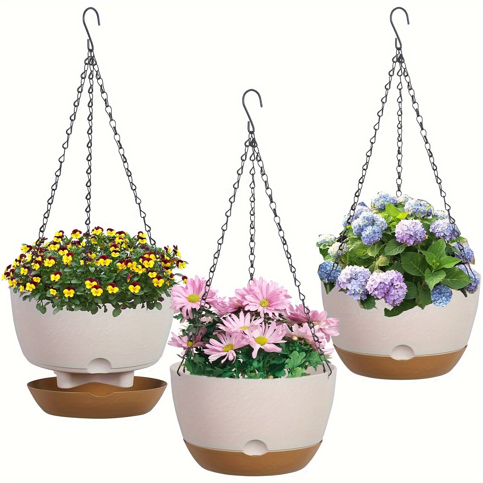 TEMU 3pcs Hanging Planter Set, 8 Inch Hanging Pot With Drainage Hole For Indoor Outdoor Plants, Valentine's Day Gifts, Local Warehouse, Plastic