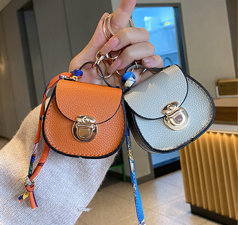 Designer Mini Saddle Headphone Bag Universal Headset Can hold other small items compact with keychain Storage Bags Portable