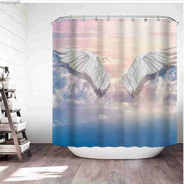 Shower Curtains Angel Wing Shower Curtains 3D Printing Children&#039;s Bathroom Decor Waterproof Bath Curtain Guitar Polyester Fabric with R
