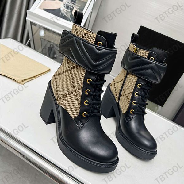 2025 new fashion vintage print jacquard textile platform boot snow outsole shoes with box 013