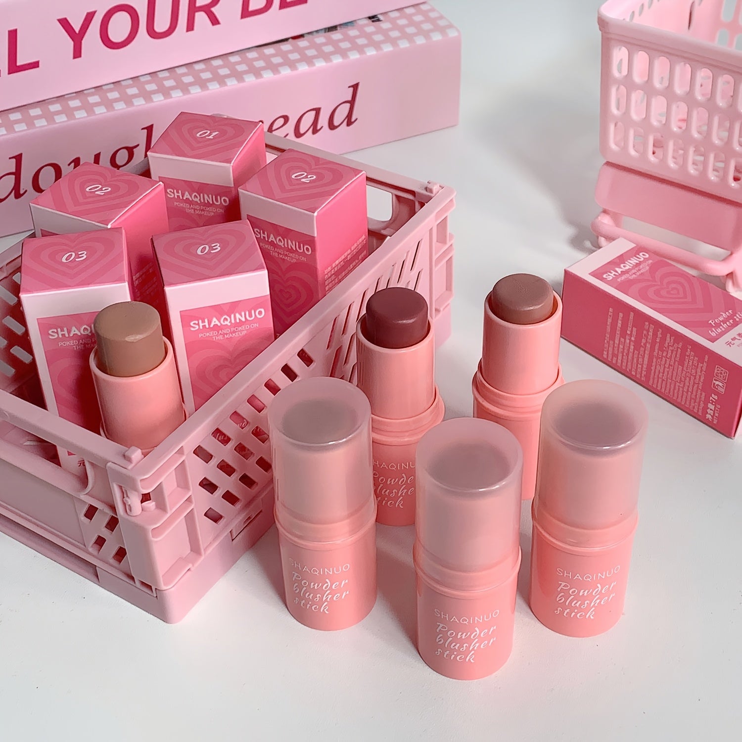 TEMU 3 Blush Stick Set - Multifunctional, Matte, Cream Blush, 3-piece Cream Blush Set, Long-lasting Non-greasy And Waterproof, Daily Face Makeup,