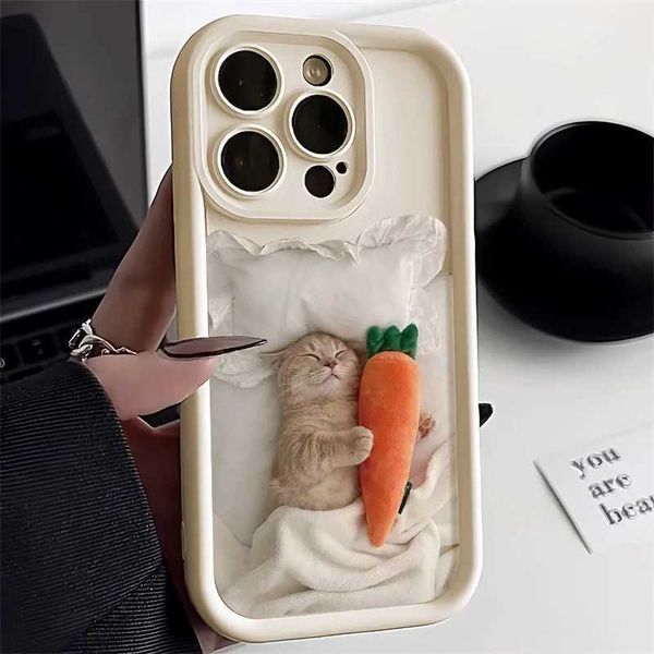 Cell Phone Cases Candy Color Cute Cat Phone Case For iPhone 11 Case iPhone 13 15 Pro 12 16 14 Pro Max XR XS X 7 8 Plus SE Matte Shockproof C