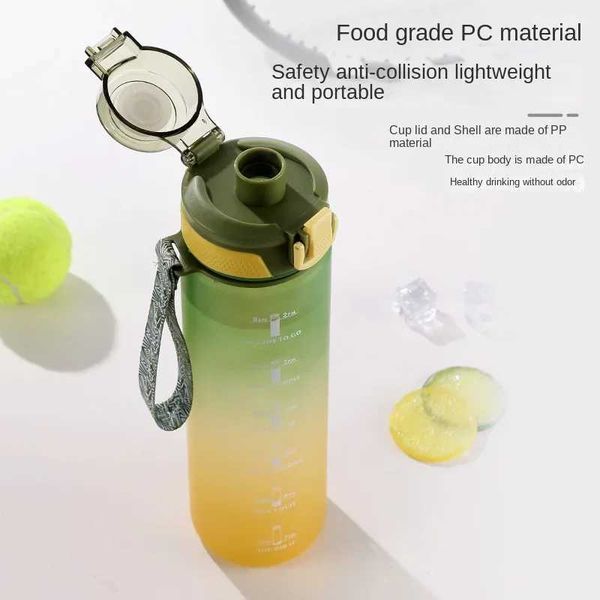 with Marker Bottle Water 1 Time Cup Liter Sports Leak-proof Motivational Portable Water Bottle for Outdoor Sport FitnessXJ