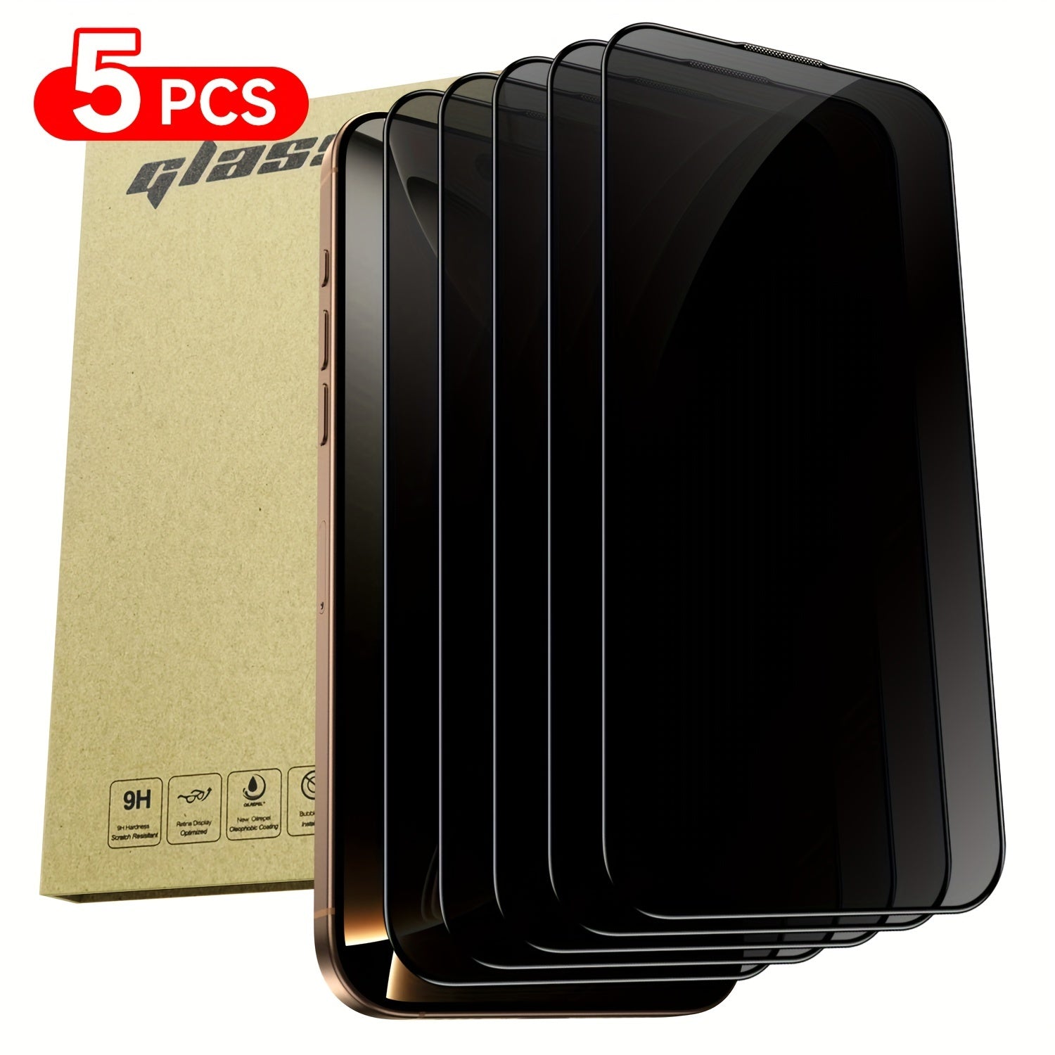 TEMU 5pack Tempered Glass Screen Protector For 16 15 14 11 Series Pro Xr Xs Max, Privacy Screen Protector, , 9h, ,