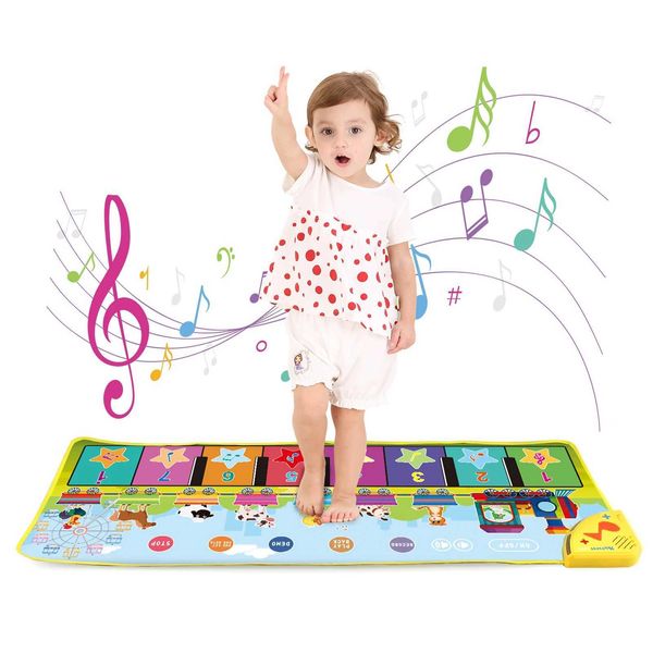 100x38cm childrens animal music piano mat childrens floor keyboard dance mat 13 key childrens music toy childrens gift education toy W240826