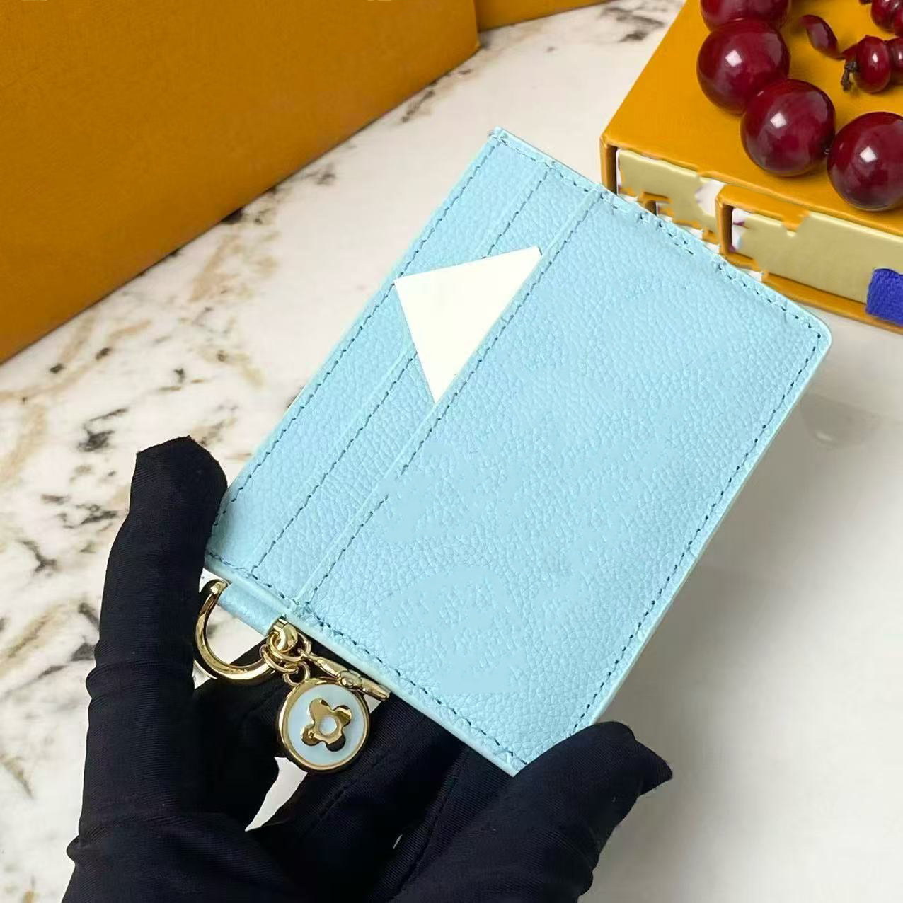 2025 new high-quality luxury designer classic floral pattern business card holder wallet handbag credit card wallet embossed envelope wallet with bo